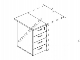 Тумба приставная 4-х ящичная с замком А4 9221 БП на Office-mebel.ru