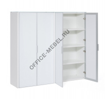 ГАЛА/GALA Шкаф для бумаг, 4 двери БЕЛЫЙ LIB4/980 +2*LIBW/980 WHITE crvGLASS на Office-mebel.ru
