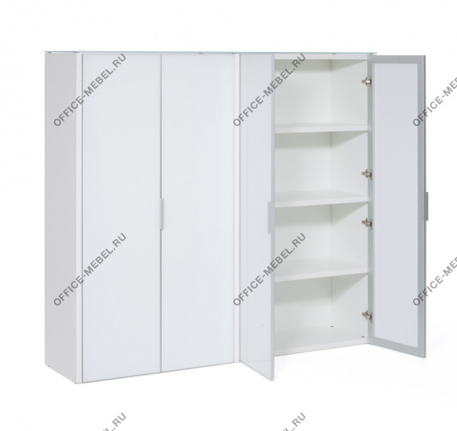ГАЛА/GALA Шкаф для бумаг, 4 двери БЕЛЫЙ LIB4/980 +2*LIBW/980 WHITE crvGLASS на Office-mebel.ru