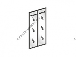 Дверь высокая стеклянная матовая в алюминиевом профиле к шкафу х006 (компл. 2 шт.) 3009 на Office-mebel.ru