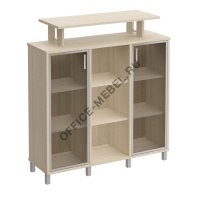 Стеллаж средний с надстройкой и стеклянными дверками В 801-522 на Office-mebel.ru