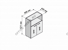 Шкаф с 2-мя низкими дверьми MDF605+614 на Office-mebel.ru