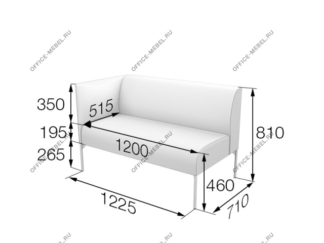 Мягкая мебель для офиса Секция 2-местная правая (левая) Brd2R(2L) на Office-mebel.ru