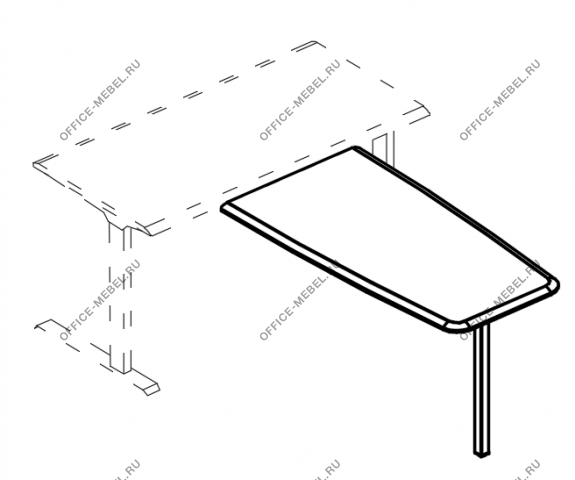 Брифинг-приставка фронтальная на опоре МР А2 073 на Office-mebel.ru
