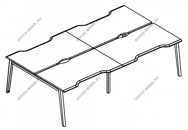Рабочая станция 4х120 Симметрия опоры МТ 1 скос МР Б1Б 176.04-2 на Office-mebel.ru