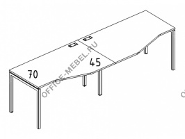 Рабочая станция со столами эргономичными "Техно"на металлокаркасе DUE (2х1600) А4 Б2 065-2 БП на Office-mebel.ru