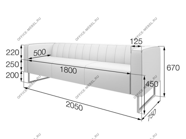 Мягкая мебель для офиса Диван трехместный КС3-60 на Office-mebel.ru