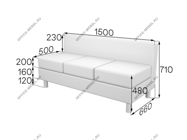 Мягкая мебель для офиса Секция 3-местная Dm3 на Office-mebel.ru