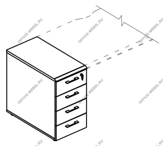 Тумба 4 ящика приставная с замком 2 скоса МР 9222-2 на Office-mebel.ru