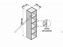 Шкаф высокий открытый узкий MDF602 на Office-mebel.ru