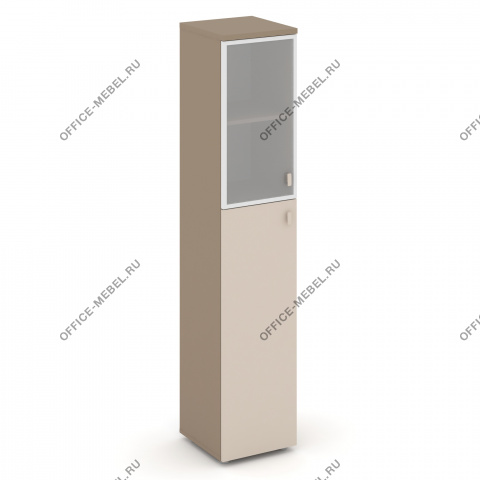 Шкаф высокий узкий л\п (1 средний фасад ЛДСП + 1 низкий фасад стекло в раме сатин матовый) ES.SU-1.7R на Office-mebel.ru