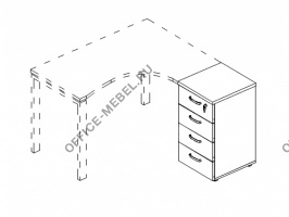  Тумба приставная 4-х ящичная с замком А4 9223 БП на Office-mebel.ru