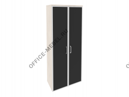 Шкаф высокий широкий (2 высоких фасада стекло лакобель в раме) O.ST-1.10R black на Office-mebel.ru
