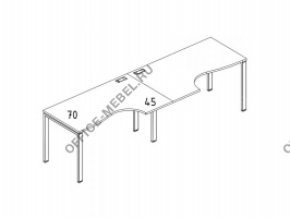 Рабочая станция со столами эргономичными "Классика" на металлокаркасе UNO (2х1600) А4 Б1 045-2 БП на Office-mebel.ru