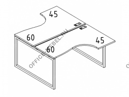  Рабочая станция со столами эргономичными "Классика" на металлокаркасе QUATTRO (2х1200) А4 Б4 180 БП на Office-mebel.ru