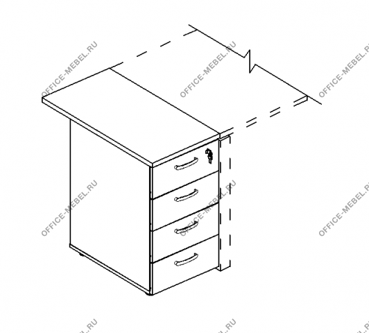 Тумба приставная 4-х ящичная с замком А4 9222 на Office-mebel.ru