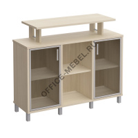 Стеллаж низкий с надстройкой и стеклянными дверками В 801-512 на Office-mebel.ru