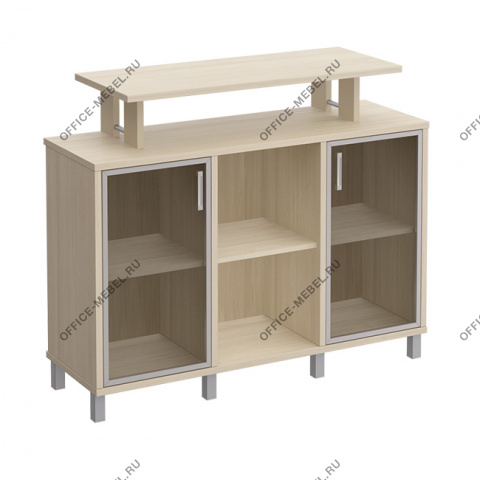 Стеллаж низкий с надстройкой и стеклянными дверками В 801-512 на Office-mebel.ru