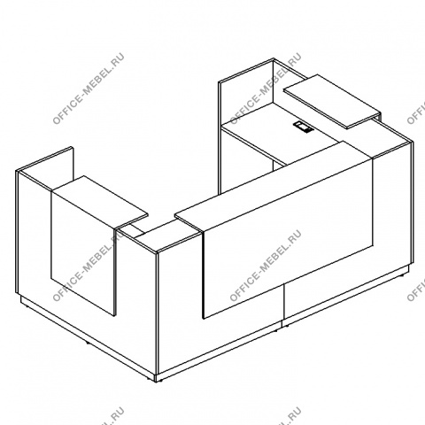 Стойка ресепшен П-образная (полки высокие) с подсветкой А4 9881 на Office-mebel.ru