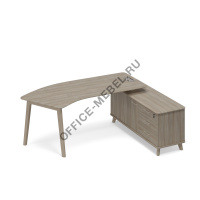 Стол на тумбе левый (тип 5) WOOD эргономичный л\п ТМ В2 127 на Office-mebel.ru