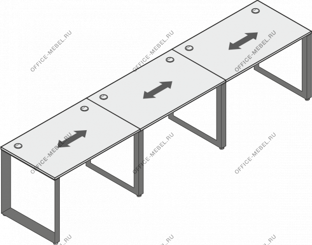 Бенч-система на 3 места MDF336 на Office-mebel.ru