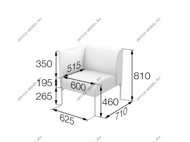Мягкая мебель для офиса Секция 1-местная правая (левая) Brd1R(1L) на Office-mebel.ru