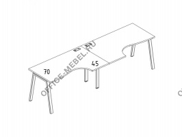Рабочая станция со столами эргономичными "Классика" на металлокаркасе TRE (2х1600) А4 Б3 045-2 БП на Office-mebel.ru