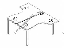 Рабочая станция со столами эргономичными "Классика"на металлокаркасе DUE (2х1200) А4 Б2 180 БП на Office-mebel.ru