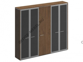 Шкаф комбинированный (с высоким стеклом + для одежды узкий + с высоким стеклом) ВЛ 361-1 ДТ на Office-mebel.ru