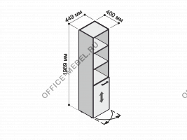 Шкаф высокий открытый узкий с 1-ой дверью MDF602+617 на Office-mebel.ru