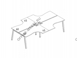 Рабочая станция со столами эргономичными "Классика" на металлокаркасе TRE (4х1200) А4 Б3 180-2 БП на Office-mebel.ru