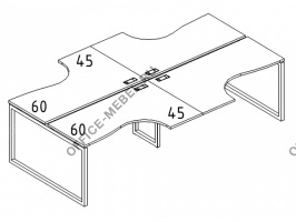  Рабочая станция со столами эргономичными "Классика" на металлокаркасе QUATTRO (4х1200) А4 Б4 180-2 БП на Office-mebel.ru
