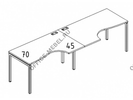  Рабочая станция со столами эргономичными "Классика" на металлокаркасе DUE (2х1600) А4 Б2 045-2 БП на Office-mebel.ru