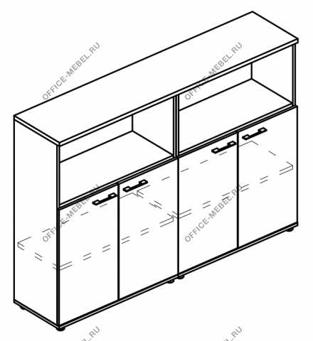 Шкаф средний комбинированный полузакрытый (топ ДСП) МР 9491 на Office-mebel.ru