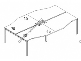  Рабочая станция со столами эргономичными "Техно" на металлокаркасе DUE (4х1600) А4 Б2 191-2 БП на Office-mebel.ru