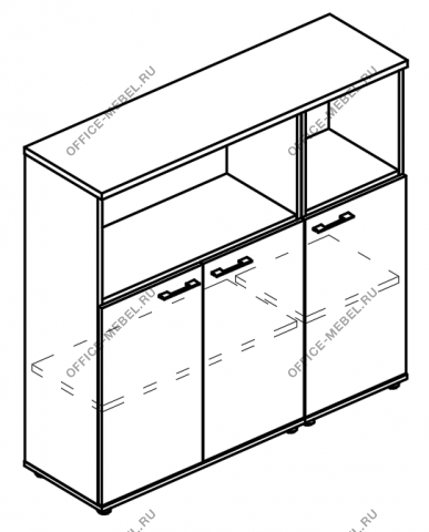 Шкаф средний комбинированный полузакрытый (топ ДСП) МР 9488 на Office-mebel.ru