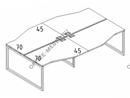  Рабочая станция со столами эргономичными "Техно" на металлокаркасе QUATTRO (4х1600) А4 Б4 191-2 БП на Office-mebel.ru