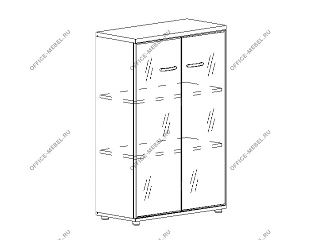 Шкаф средний со стеклом в алюминиевой рамке А4 9367 БП на Office-mebel.ru