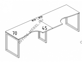  Рабочая станция со столами эргономичными "Классика" на металлокаркасе QUATTRO (2х1600) А4 Б4 045-2 БП на Office-mebel.ru