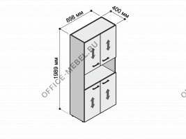 Шкаф высокий с 4-мя низкими дверьми MDF601+614*2 на Office-mebel.ru