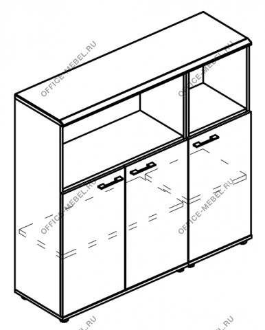 Шкаф средний комбинированный полузакрытый (топ МДФ) МР 9388 на Office-mebel.ru