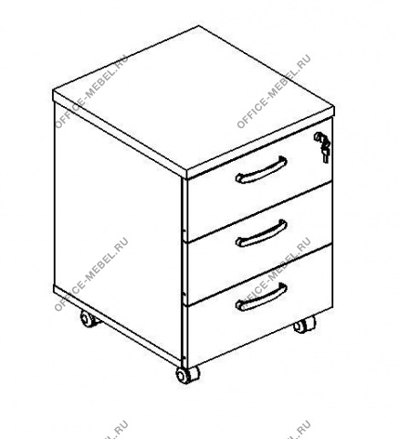 Тумба выкатная 3-ящичная с замком А4 204 на Office-mebel.ru