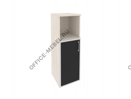 Шкаф средний узкий лев/прав (1 низкий фасад стекло лакобель в раме) O.SU-2.2R(L)/(R) black на Office-mebel.ru