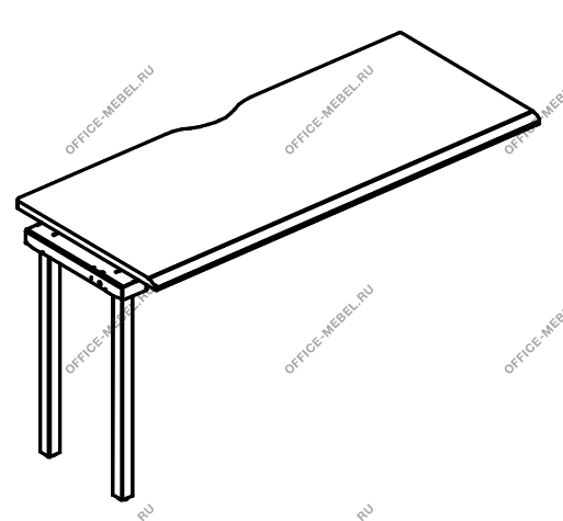 Секция рабочей станции на каркасе МТ (1 скос) МР Б1 003.02-1  на Office-mebel.ru