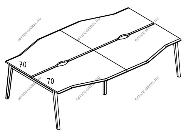 Рабочая станция Техно"на каркасе МТ (1 скос) МР Б1Б 191.02-2 на Office-mebel.ru