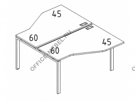 Рабочая станция со столами эргономичными "Техно"на металлокаркасе DUE (2х1600) А4 Б2 188 БП на Office-mebel.ru