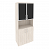 Шкаф высокий широкий (2 низких фасада ЛДСП + 2 низких фасада стекло лакобель в раме) O.ST-1.4R black на Office-mebel.ru 1