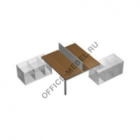 Рабочая станция (2х160) с настольным экраном ДСП (белый премиум) на 2-х опорных тумбах левых (БЕЗ ТУМБ) КВ 0143 на Office-mebel.ru