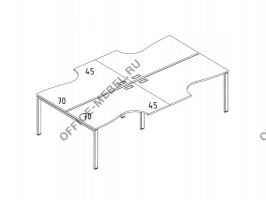 Рабочая станция со столами эргономичными "Классика" на металлокаркасе UNO (4х1600) А4 Б1 185-2 БП на Office-mebel.ru