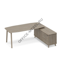 Стол руководителя левый на опорной тумбе л\п (тип 2) WOOD ТМ В2 111 на Office-mebel.ru